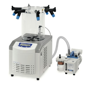 Our laboratory freeze-dryer,handles product capacities from 2.5 kg to 24 kg per drying cycle.Almost all models are available with ice condenser temperatures of approx. -55 °C (main application: aqueous solutions) and -85 °C (for products with low freezing points, e.g. solvents